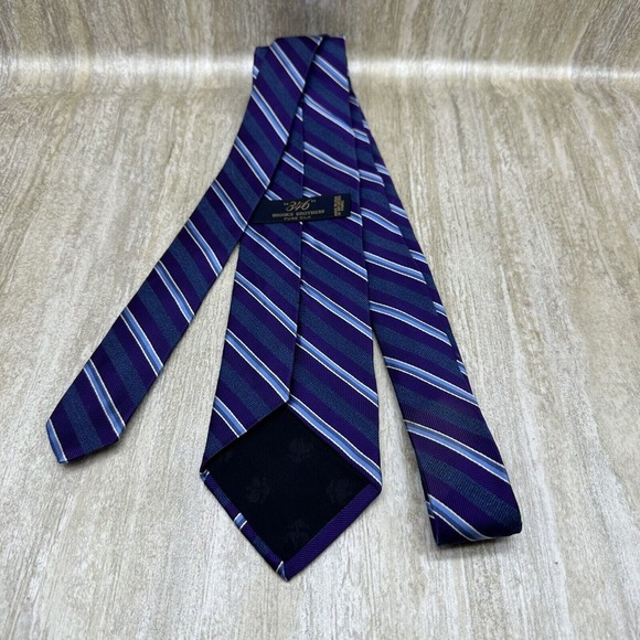 Brooks Brothers 346‎ Repp Neck Tie 100% Silk Purple Blue Striped Made In USA - Picture 4 of 8